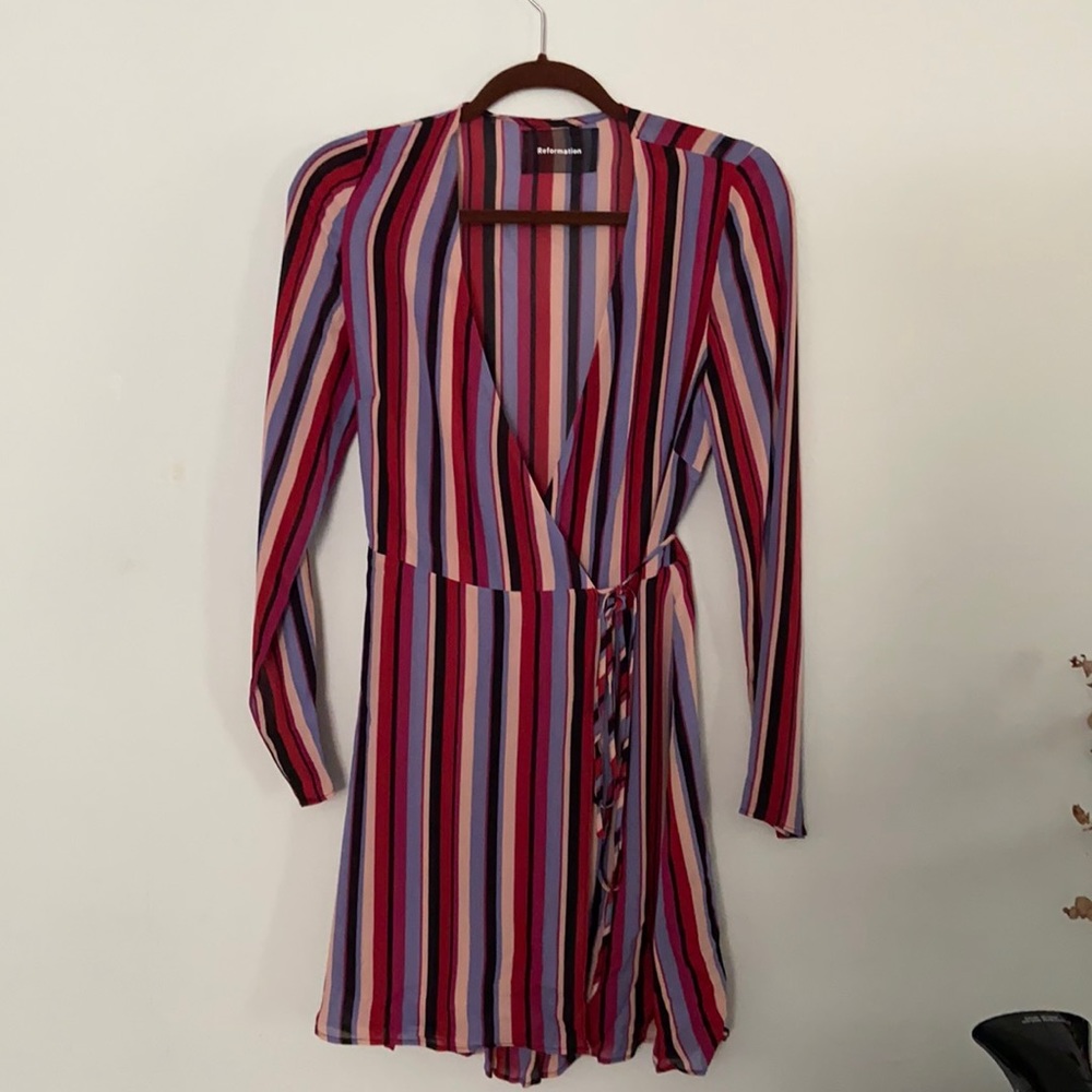 Reformation Striped Long Sleeve Dress
